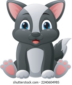 Cute baby skunk cartoon sitting