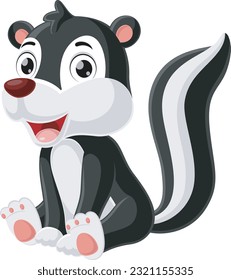 Cute baby skunk cartoon sitting