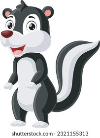 Cute baby skunk cartoon standing