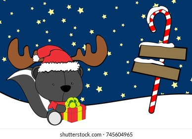 cute baby skunk cartoon xmas background in vector format very easy to edit 