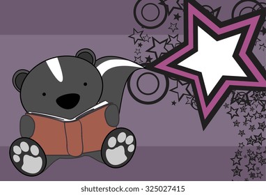 cute baby skunk reading cartoon in vector format very easy to edit