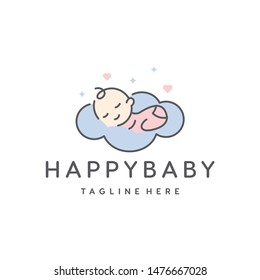 cute baby sleep for babyshop vector icon logo illustration design