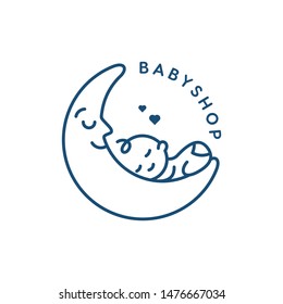 cute baby sleep for babyshop vector icon logo illustration design