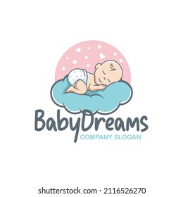 cute baby sleep for babyshop vector icon logo illustration design	