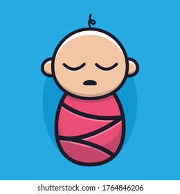 Dibujo vectorial de caracteres de sueño de bebé para logotipo, afiches, iconos, tarjetas de felicitación.