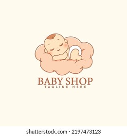 Cute baby sleep at cloud logo for babyshop , baby care , baby store ,baby product company logo