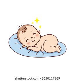 Cute Baby Sleep Vector Image, Sleeping Baby Toddler Vector Image, Kid, Children, Baby and Pillow Vector Illustration, New Born Baby Image, Toddler Cartoon Sleeping Image.