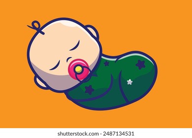 Cute baby sleeping cartoon 3D illustration