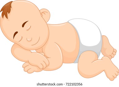 Vector Illustration Cartoon Baby Sleeping On Stock Vector (Royalty Free ...