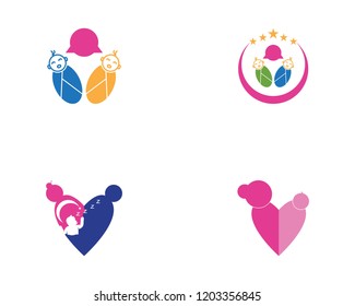 Cute baby sleeping logo vector illustration