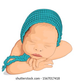 cute baby sleeping newborn logo on white background