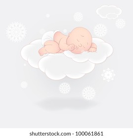 Cute Baby Sleeping On Cloud