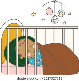 Cute Baby Sleeping Peacefully Vector Illustration