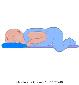 Cute Baby Sleeping Sweet. Peace and Comfort Concept. Vector Illustration