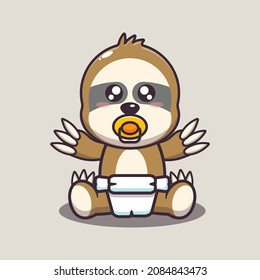 Cute baby sloth. Cute cartoon animal illustration.