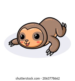 Cute baby sloth cartoon laying down