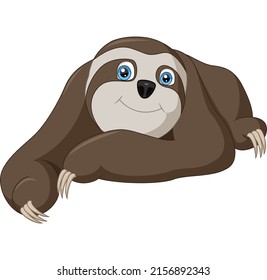 Cute baby sloth cartoon lying down