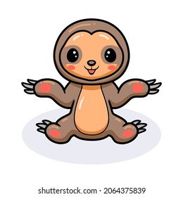 Cute baby sloth cartoon raising hands