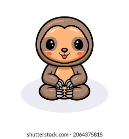 Cute baby sloth cartoon sitting