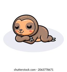 Cute baby sloth cartoon sleeping