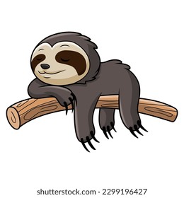 Cute baby sloth cartoon sleeping