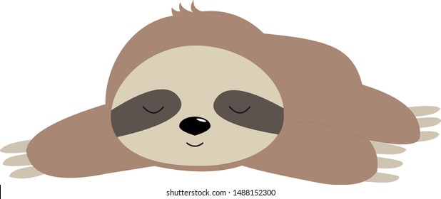 Cute Baby Sloth Vector Illustration Sleeping