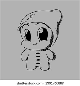 cute baby smiling cartoon line art vector illustration