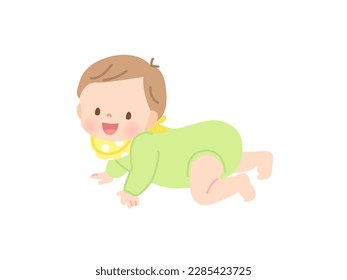 Cute baby smiling and crawling stock illustration