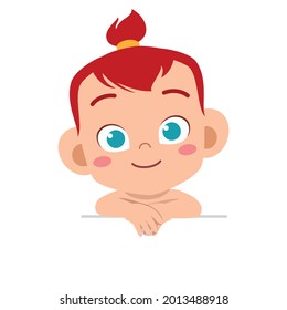 Cute baby smiling face face expression of vector graphic illustration. Individually on a white background.
