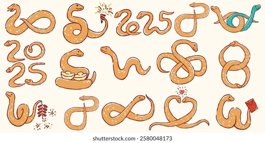 Cute baby snake character, cartoon for chinese new year
