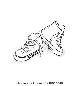 Cute baby sneaker boot in line art design for advertising design