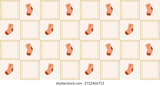 Nette Baby Socken nahtloses Muster. Coquette Patchwork Quilt Kindergarten Hintergrund für Kinder Stoff, Umhüllungspapier, Baby Dusche Dekor, und Tapete