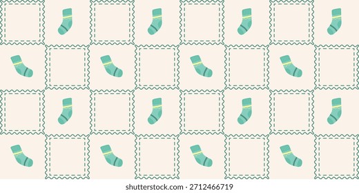 Patrón sin fisuras de calcetines de bebé lindo. Coquette Patchwork Quilt Fondo de vivero para la tela de los niños, papel de embalaje, decoración de la ducha del bebé, y Fondo de pantalla