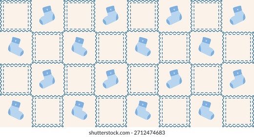 Patrón sin fisuras de calcetines de bebé lindo. Coquette Patchwork Quilt Fondo de vivero para la tela de los niños, papel de embalaje, decoración de la ducha del bebé, y Fondo de pantalla