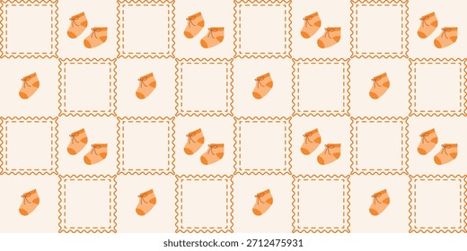 Bonito Baby Socks Padrão Sem Costura. Coquette Patchwork acolchoado viveiro fundo para crianças tecido, papel de embrulho, bebê chuveiro decoração, e papel de parede