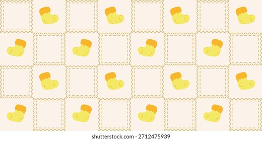 Nette Baby Socken nahtloses Muster. Coquette Patchwork Quilt Kindergarten Hintergrund für Kinder Stoff, Umhüllungspapier, Baby Dusche Dekor, und Tapete