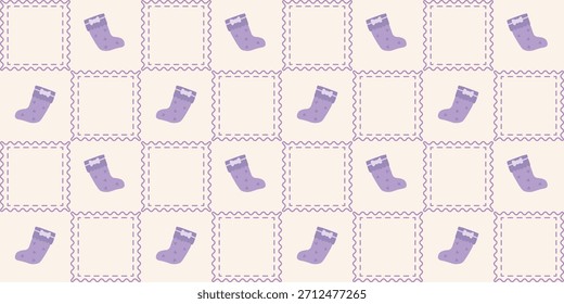 Patrón sin fisuras de calcetines de bebé lindo. Coquette Patchwork Quilt Fondo de vivero para la tela de los niños, papel de embalaje, decoración de la ducha del bebé, y Fondo de pantalla