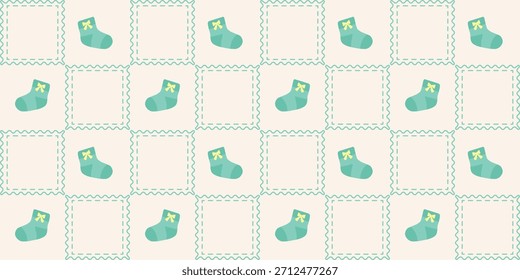 Nette Baby Socken nahtloses Muster. Coquette Patchwork Quilt Kindergarten Hintergrund für Kinder Stoff, Umhüllungspapier, Baby Dusche Dekor, und Tapete