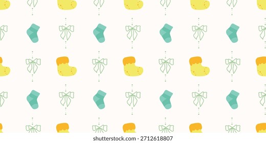 Lindo patrón de calcetines de bebé sin fisuras con lazos. Fondo del vivero de Coquette. Perfecto para la tela de los niños, papel de embalaje, decoración de la ducha del bebé, Fondo de pantalla
