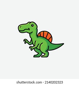 cute baby spinosaurus cartoon dinosaur character illustration isolated