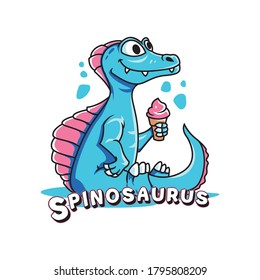 cute baby spinosaurus eating ice cream