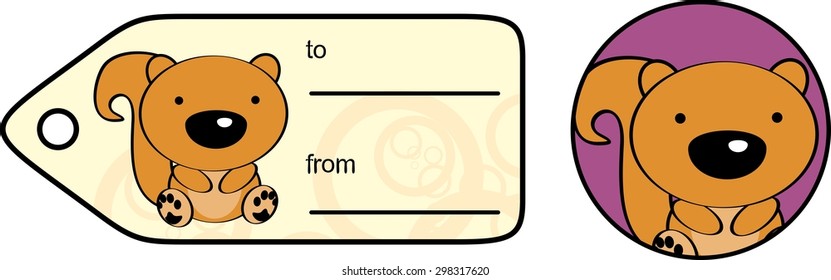 cute baby squirrel gift card cartoon in vector format very easy to edit