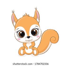 Cute baby squirrel. Vector illustration for baby shower, greeting card, party invitation, fashion clothes t-shirt print.