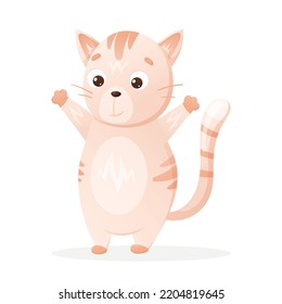 Un gato lindo parado, un vector aislado ilustra con dibujos de una mascota.