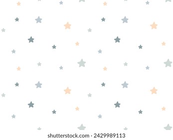 Cute Baby starburst seamless Sattern. Cartoon Stars in yellow and blue colors. Nursery Child newborn wallpaper, fabric print design