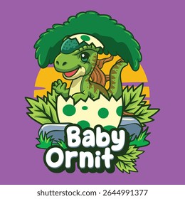Mascote bonito do personagem do dinossauro do bebê stegoceras na ilustração do desenho animado do vetor