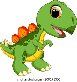 Cute baby stegosaurus cartoon