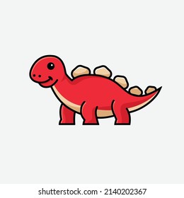 cute baby stegosaurus cartoon dinosaur character illustration isolated