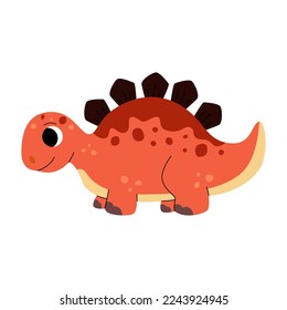 Un bebé de dinosaurio estegosaurio. Reptiles jurásicos. Paleontología de dino prehistórico infantil. Vida silvestre de la era de los dinosaurios. Lagartija prehistórica para niños. Vector de dibujos animados.