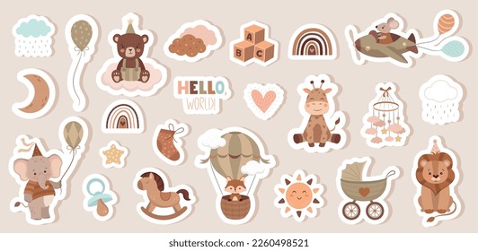 Cute baby stickers with animals